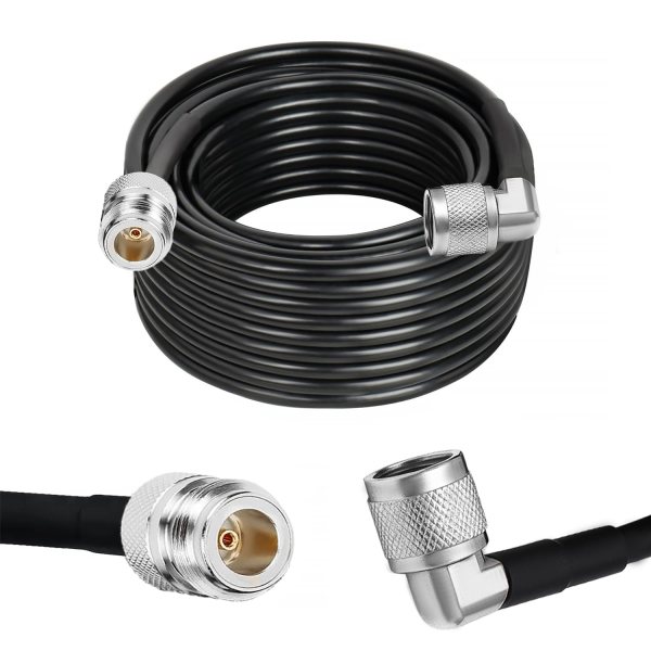 NETBOON HLF400 Coaxial Cable Assembly N Female to N Male Right Angle Connector 50 Ohm Low Loss RF Coax Cable LMR400 Equivalent UV Resistant Ideal for Tight-Space RF Setups (1) NETBOON HLF400 Coaxial Cable Assembly N Female to N Male Right Angle Connector | 50 Ohm Low Loss RF Coax Cable | LMR400 Equivalent | UV Resistant | Ideal for Tight-Space RF Setups