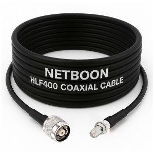 NETBOON HLF400 Coaxial Cable Assembly RP-TNC Male to SMA Female Connector | 50 Ohm Low Loss RF Cable | Dual Shielded | Outdoor Rated Coax Jumper