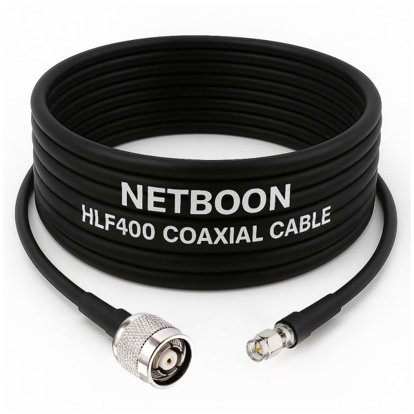 NETBOON HLF400 Coaxial Cable Assembly RP-TNC Male to SMA Male Connector 50 Ohm Low Loss RF Coax Dual Shielded LMR400 Equivalent Outdoor-Ready Precision Signal Cable (1) NETBOON HLF400 Coaxial Cable Assembly | RP-TNC Male to SMA Male Connector | 50 Ohm Low Loss RF Coax | Dual Shielded | LMR400 Equivalent | Outdoor-Ready | Precision Signal Cable