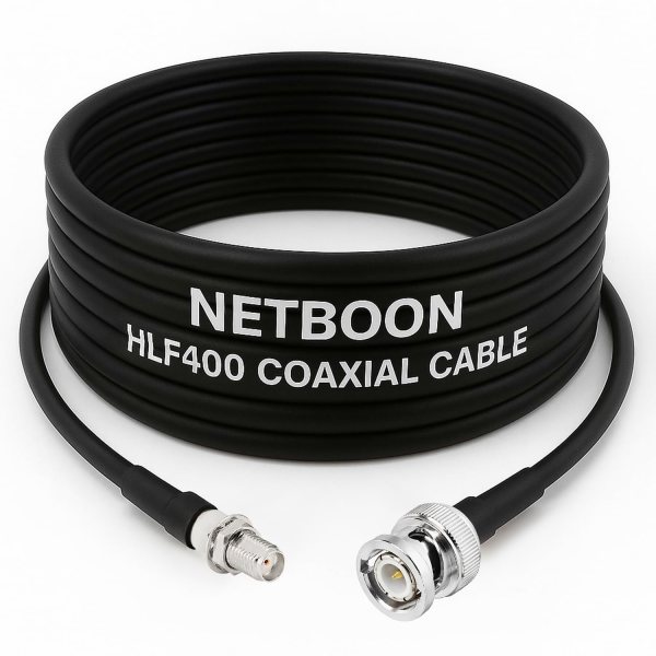 NETBOON HLF400 Coaxial Cable Assembly | SMA Female to BNC Male Connector | 50 Ohm Low Loss | Outdoor Shielded RF Cable | Custom Lengths Available