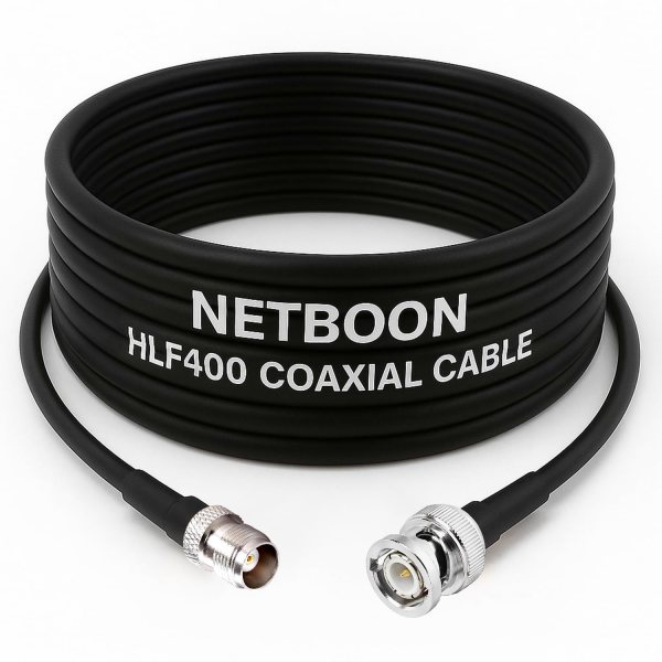 NETBOON HLF400 Coaxial Cable Assembly | TNC Female to BNC Male Connector | 50 Ohm RF Low Loss | Shielded Outdoor | Made in India