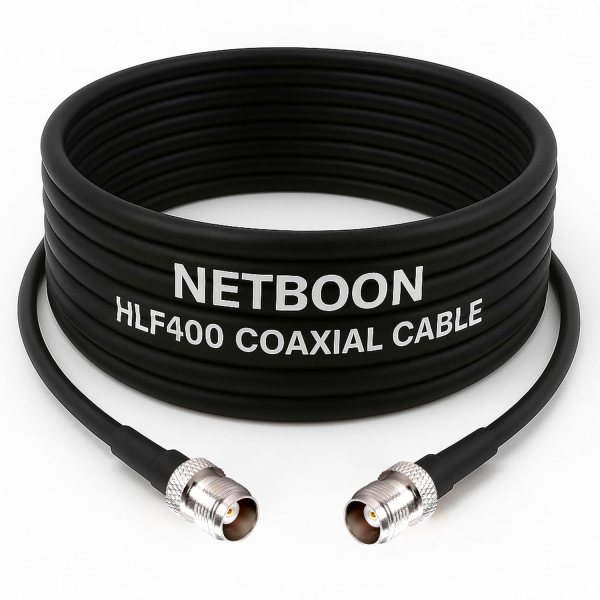 NETBOON HLF400 Coaxial Cable Assembly | TNC Female to TNC Female Connector | 50 Ohm Low Loss RF Jumper Cable | Outdoor-Rated, Shielded, Made in India