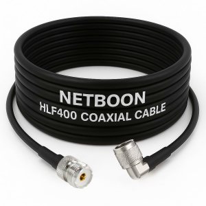 NETBOON HLF400 Coaxial Cable Assembly UHF Female to N Male Right Angle Connector 50 Ohm Low Loss RF Coax Cable Outdoor Rated Dual Shielded LMR400 Equivalent (1)