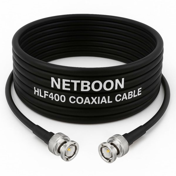 NETBOON HLF400 Coaxial Cable Assembly with BNC Male to BNC Male Connector | 50 Ohm Low Loss RF Cable | Dual Shielded | Outdoor Rated | Custom Length Available