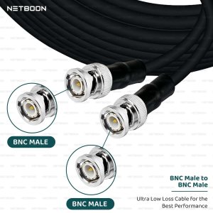 NETBOON HLF400 Coaxial Cable Assembly with BNC Male to BNC Male Connector | 50 Ohm Low Loss RF Cable | Dual Shielded | Outdoor Rated | Custom Length Available