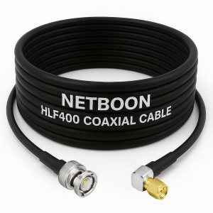 NETBOON HLF400 Coaxial Cable Assembly with BNC Male to SMA Male Right Angle Connector | 50 Ohm Low Loss RF Coax Cable | Dual Shielded | Outdoor Rated