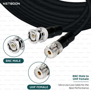 NETBOON HLF400 Coaxial Cable Assembly with BNC Male to UHF Female Connector | 50 Ohm Low Loss RF Coax Cable | Dual Shielded | Outdoor Rated