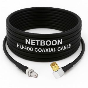 NETBOON HLF400 Coaxial Cable Assembly with SMA Female to SMA Male Right Angle Connector | 50 Ohm Low Loss RF Cable | Outdoor Rated