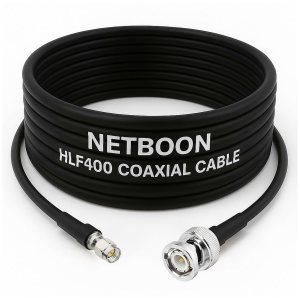 NETBOON HLF400 Coaxial Cable Assembly with SMA Male to BNC Male Connector, 50 Ohm Low-Loss RF Cable for Signal Testing, Antenna Integration, and Communication Equipment