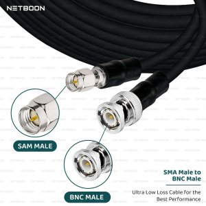 NETBOON HLF400 Coaxial Cable Assembly with SMA Male to BNC Male Connector, 50 Ohm Low-Loss RF Cable for Signal Testing, Antenna Integration, and Communication Equipment