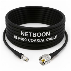 NETBOON HLF400 Coaxial Cable Assembly with SMA Male to UHF Male Connector | 50 Ohm Low Loss RF Coax | Outdoor Rated Double Shielded Cable