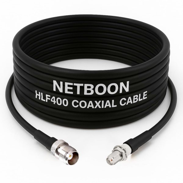 NETBOON HLF400 Coaxial Cable Assembly with TNC Female to SMA Female Connector | 50 Ohm Low Loss RF Coax Jumper | Shielded Cable for High-Frequency Application