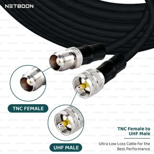 NETBOON HLF400 Coaxial Cable Assembly with TNC Female to UHF Male Connector | Low Loss 50 Ohm RF Jumper | Outdoor Rated Shielded Cable for High-Frequency Devices