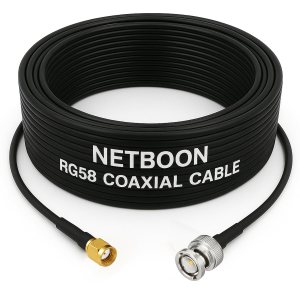 NETBOON RG58 Coaxial Cable Assemble with RP SMA Male to BNC Male Connectors for RF Applications, Signal Transmission, Communication Devices, Network Testing and Antenna Integration