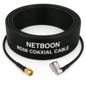 NETBOON RG58 Coaxial Cable Assemble with RP SMA Male to N Male Right Angle Connectors for Wireless Rauters, Antennas, Test Devices, Network Equipment