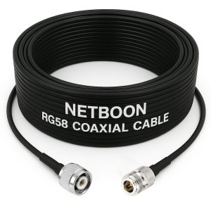 NETBOON RG58 Coaxial Cable Assemble with TNC Male to N Female Connectors for Signal Transmission and RF Communication Systems