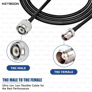 NETBOON RG58 Coaxial Cable Assemble with TNC Male to TNC Female Connectors for Signal Transmission and RF Communication