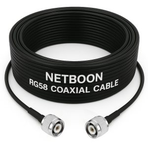 NETBOON RG58 Coaxial Cable Assemble with TNC Male to TNC Male Connectors for Communication Equipment, RF Devices, Network System Integration