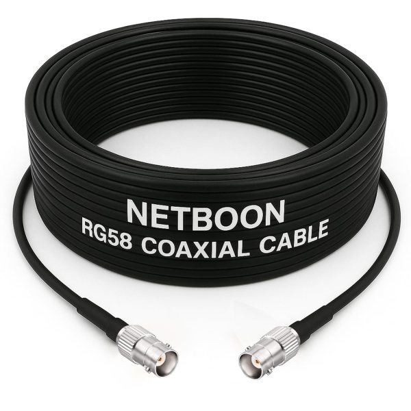 NETBOON RG58 Coaxial Cable Assembly with BNC Female to BNC Female Connectors | 50 Ohm RF Jumper for CCTV, Radio, Test Equipment & Communication Systems