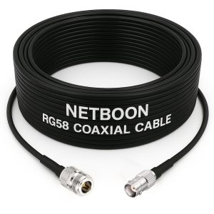 NETBOON RG58 Coaxial Cable Assembly with N Female to BNC Female Connectors | 50 Ohm Low-Loss RF Jumper for Antennas, CCTV, Communication Systems, and RF Test Equipment