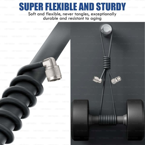 NETBOON RG58 Coaxial Cable Assembly with N Male Right Angle to BNC Male Right Angle Connectors 50 Ohm Low-Loss RF Jumper Cable (3) RG58 Coaxial Cable Assembly with N Male Right Angle to BNC Male Right Angle Connector