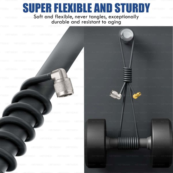 NETBOON RG58 Coaxial Cable Assembly with N Male Right Angle to SMA Male Right Angle Connectors 50 Ohm Low-Loss RF Jumper (2) NETBOON RG58 Coaxial Cable Assembly with N Male Right Angle to SMA Male Right Angle Connectors | 50 Ohm Low-Loss RF Jumper