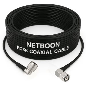 NETBOON RG58 Coaxial Cable Assembly with N Male Right Angle to TNC Male Right Angle Connectors | 50 Ohm Low Loss RF Jumper for Test, CCTV & Communication Systems