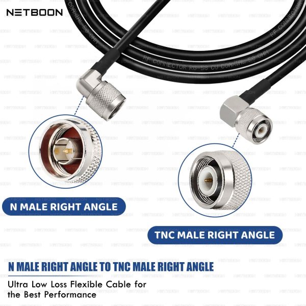 RG58 Coaxial Cable Assembly with N Male Right Angle to TNC Male Right Angle Connector