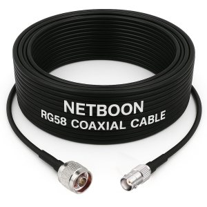 NETBOON RG58 Coaxial Cable Assembly with N Male to BNC Female Connector, 50 Ohm Low-Loss RF Jumper