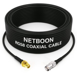 NETBOON RG58 Coaxial Cable Assembly with RP SMA Female to BNC Female Connectors | 50 Ohm Low-Loss RF Jumper for Antennas, Test Equipment & Communication Systems