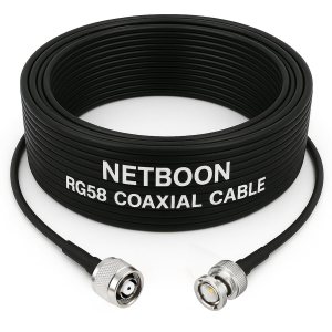 NETBOON RG58 Coaxial Cable Assembly with RP TNC Male to BNC Male Connectors | 50 Ohm RF Jumper for Communication Devices, Testing Equipment, and Signal Integration