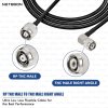 NETBOON RG58 Coaxial Cable Assembly with RP TNC Male to TNC Male Right Angle Connectors 50 Ohm Low-Loss RF Jumper for Test Setups, Signal Routing, and Communication Panels (2) NETBOON RG58 Coaxial Cable Assembly with RP TNC Male to TNC Male Right Angle Connectors | 50 Ohm Low-Loss RF Jumper for Test Setups, Signal Routing, and Communication Panels