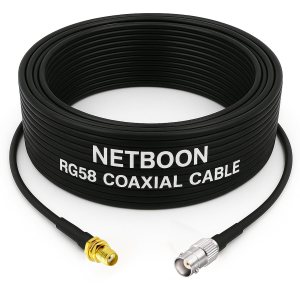 NETBOON RG58 Coaxial Cable Assembly with SMA Female to BNC Female Connectors | 50 Ohm RF Cable for Wireless Modules, Communication Systems, and Signal Transfer
