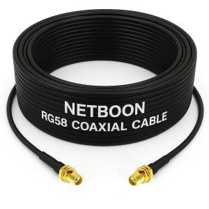 NETBOON RG58 Coaxial Cable Assembly with SMA Female to RP SMA Female Connectors | Flexible RF Cable for Communication and Signal Transmission Applications