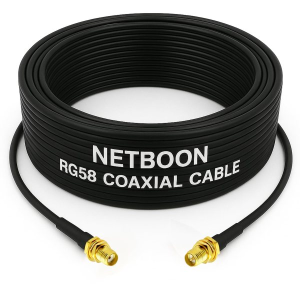 NETBOON RG58 Coaxial Cable Assembly with SMA Female to RP SMA Female Connectors Flexible RF Cable for Communication and Signal Transmission Applications (1) NETBOON RG58 Coaxial Cable Assembly with SMA Female to RP SMA Female Connectors | Flexible RF Cable for Communication and Signal Transmission Applications