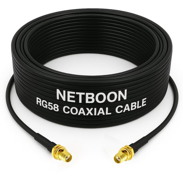 NETBOON RG58 Coaxial Cable Assembly with SMA Female to SMA Female Connectors Flexible Low Loss RF Cable for Signal Transfer, Lab Testing, and Communication Devices (1) NETBOON RG58 Coaxial Cable Assembly with SMA Female to SMA Female Connectors | Flexible Low Loss RF Cable for Signal Transfer, Lab Testing, and Communication Devices