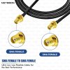 NETBOON RG58 Coaxial Cable Assembly with SMA Female to SMA Female Connectors Flexible Low Loss RF Cable for Signal Transfer, Lab Testing, and Communication Devices (3) RG58 Coaxial Cable Assembly with SMA Female to SMA Female Connector