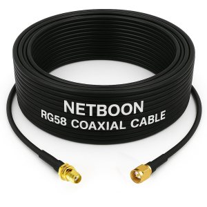 NETBOON RG58 Coaxial Cable Assembly with SMA Female to SMA Male Connectors | 50 Ohm Low-Loss RF Jumper for Test Equipment, Communication Panels, and Lab Applications