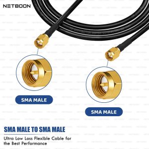 NETBOON RG58 Coaxial Cable Assembly with SMA Male to SMA Male Connectors | 50 Ohm Low-Loss RF Jumper for Antennas, Test Equipment & Communication Systems