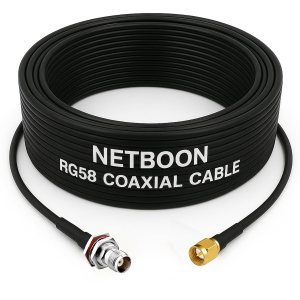 NETBOON RG58 Coaxial Cable Assembly with TNC Female Bulkhead to SMA Male Connectors | 50 Ohm RF Cable for Communication Systems, Enclosures, Test Equipment
