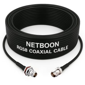 NETBOON RG58 Coaxial Cable Assembly with TNC Female Bulkhead to TNC Female Connectors | 50 Ohm RF Cable for Panel Mount, Wireless Projects, Signal Transmission