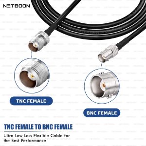 NETBOON RG58 Coaxial Cable Assembly with TNC Female to BNC Female Connectors 50 Ohm RF Jumper for Communication Systems, Lab Instruments & RF Signal Transmission (1)