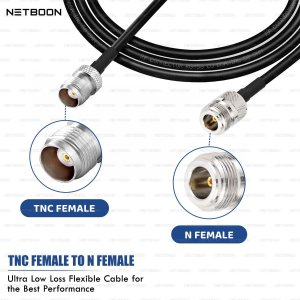 NETBOON RG58 Coaxial Cable Assembly with TNC Female to N Female Connectors | 50 Ohm RF Jumper for Communication, Lab Testing & RF Device Integration