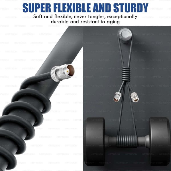 NETBOON RG58 Coaxial Cable Assembly with TNC Female to N Female Connectors 50 Ohm RF Jumper for Communication, Lab Testing & RF Device Integration (4) RG58 Coaxial Cable Assembly with TNC Female to N Female Connector