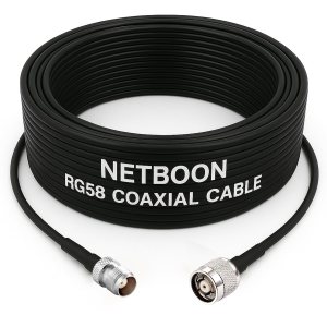 NETBOON RG58 Coaxial Cable Assembly with TNC Female to RP TNC Male Connectors | 50 Ohm Low Loss RF Cable for Wireless Antennas, Signal Testing, and Communication Equipment