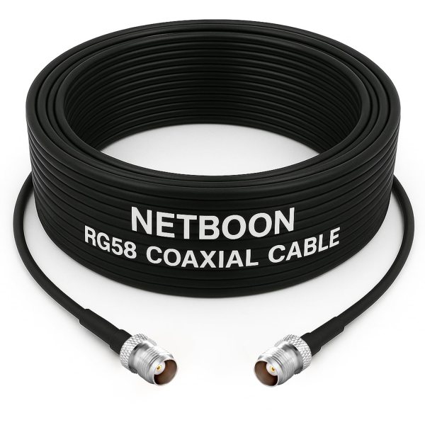 NETBOON RG58 Coaxial Cable Assembly with TNC Female to TNC Female Connectors Low Loss RF Jumper Cable for Signal Routing, Test Equipment & Wireless Applications (1) NETBOON RG58 Coaxial Cable Assembly with TNC Female to TNC Female Connectors | Low Loss RF Jumper Cable for Signal Routing, Test Equipment & Wireless Applications