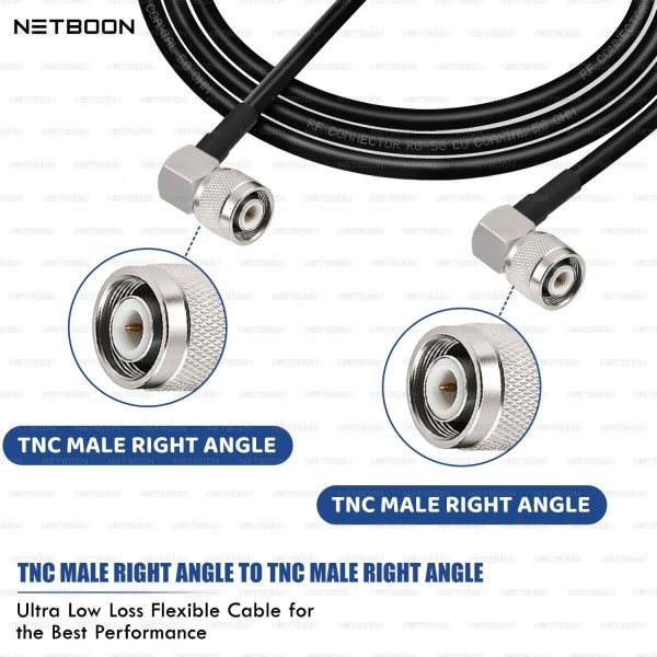 NETBOON RG58 Coaxial Cable Assembly with TNC Male Right Angle to TNC Male Right Angle Connectors 50 Ohm RF Jumper for Test Equipment, Communication Panels & Laboratory Instruments (2) NETBOON RG58 Coaxial Cable Assembly with TNC Male Right Angle to TNC Male Right Angle Connectors | 50 Ohm RF Jumper for Test Equipment, Communication Panels & Laboratory Instruments