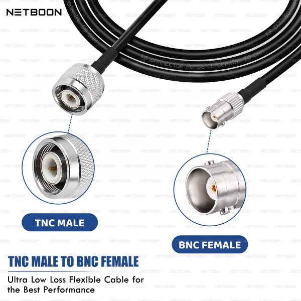 RG58 Coaxial Cable Assembly with TNC Male to BNC Female Connector