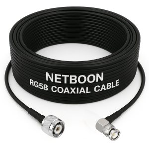 NETBOON RG58 Coaxial Cable Assembly with TNC Male to BNC Male Right Angle Connectors | RF Jumper Cable for Wireless Communication, Testing & Networking Equipment