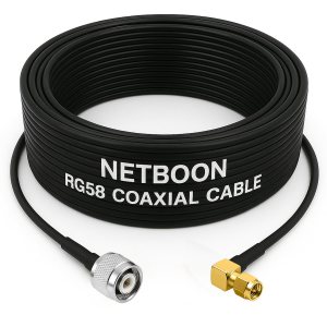 NETBOON RG58 Coaxial Cable Assembly with TNC Male to SMA Male Right Angle Connectors | Flexible RF Signal Jumper for Wireless Communication & Testing Applications